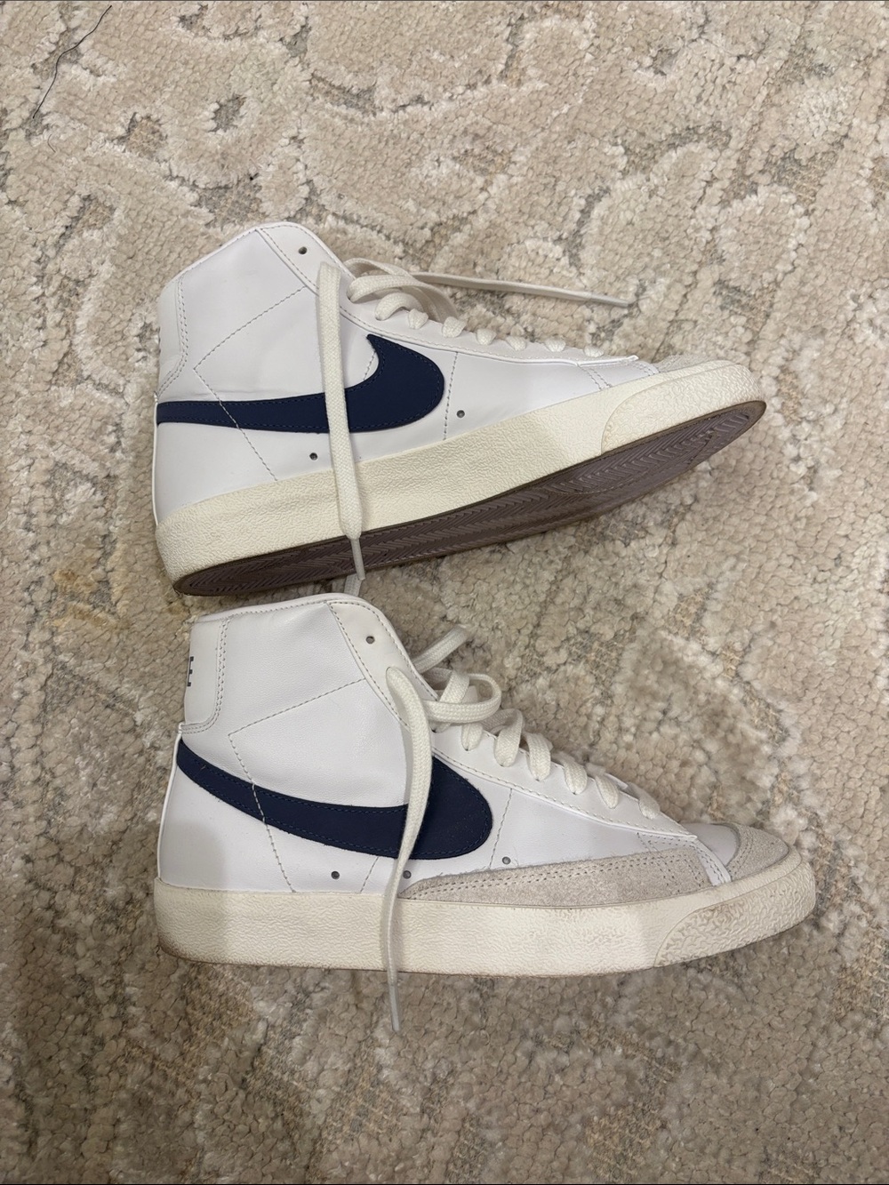 Nike Blazers High-Top Sneakers White with Navy Swoosh